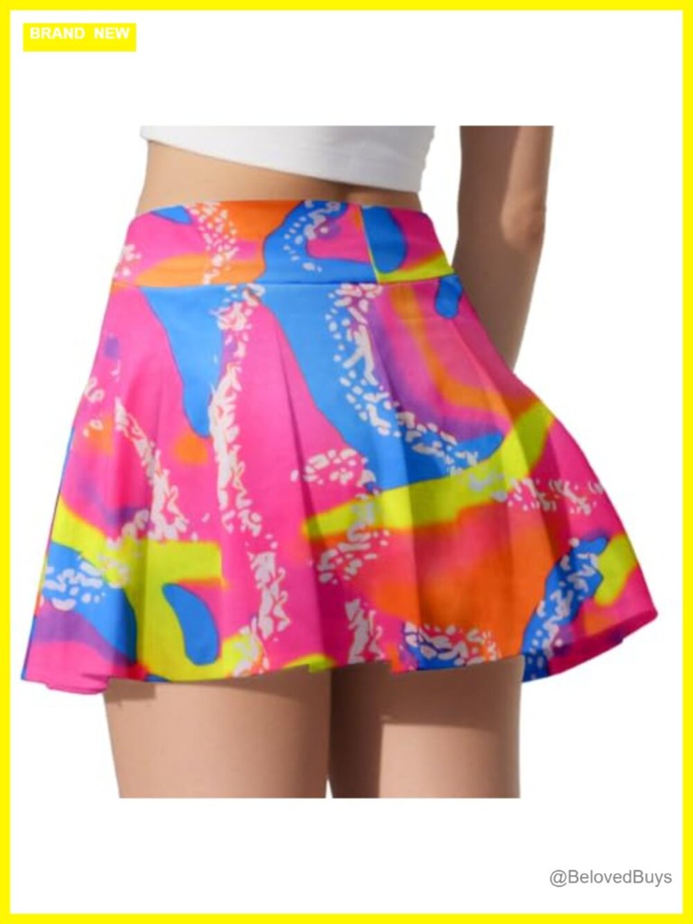 High Waisted Pleated Tennis Skort Built-in Shorts Athletic Skirt
